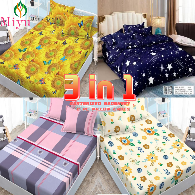 Bedsheets Garterized Bed Sheet 3in1 Bed Sheet With Pillow Case - Main Image