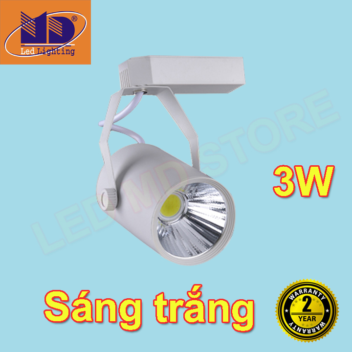 Đèn led rọi ray cob vỏ trắng ánh sáng vàng 3w - md68