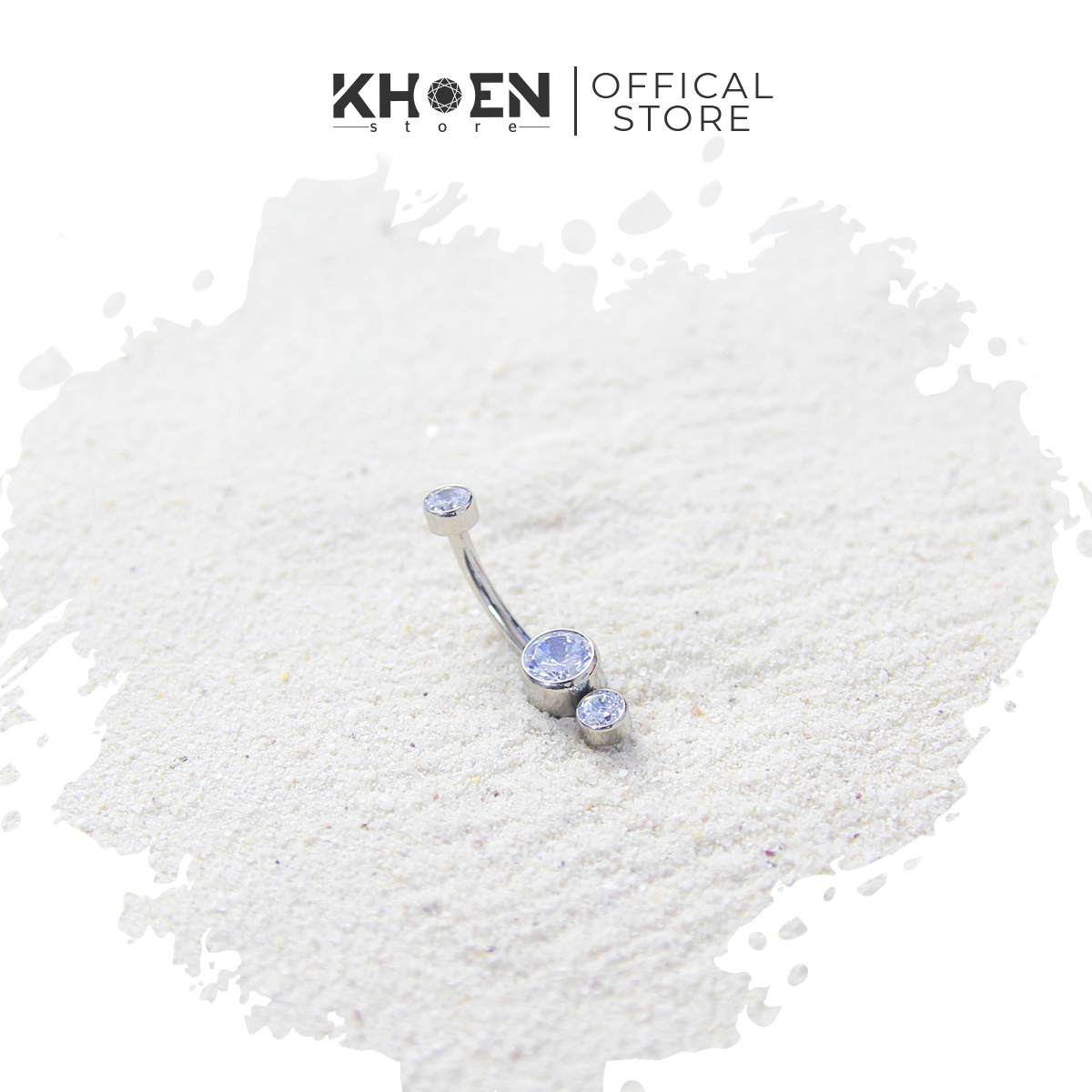Khuyên rốn 2 hạt đá - titan - khoen store