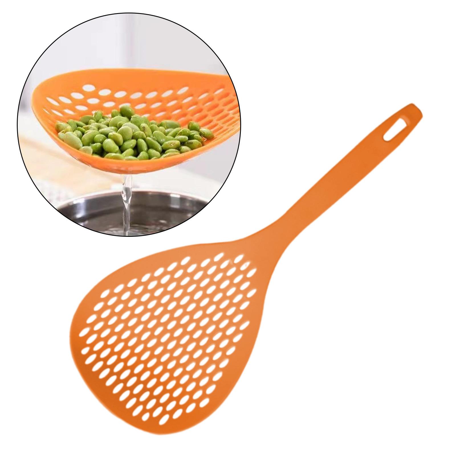 Aituan Kitchen Skimmer with Handle Pasta Spoon with Long Handle Strainer Mesh Basket for Noodles Dumplings Pasta Vegetable Fruits.