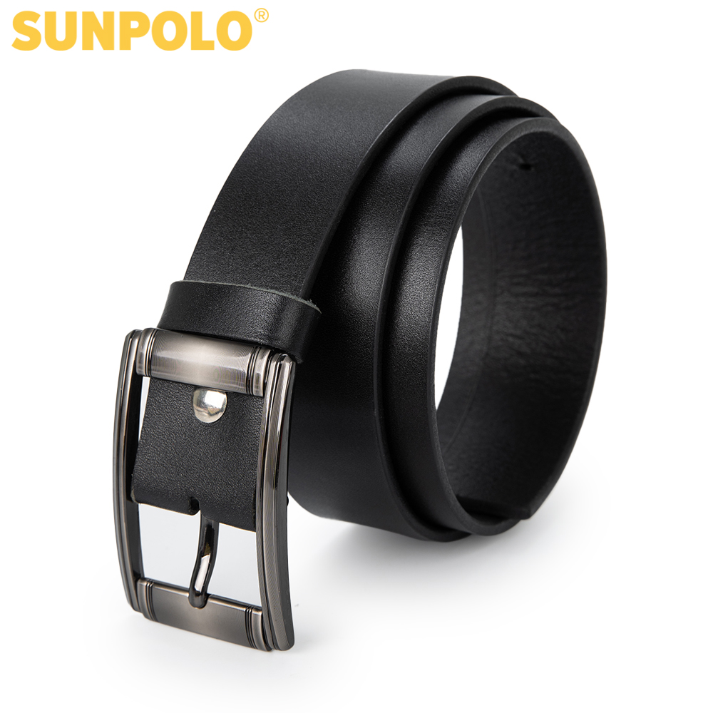 Thắt Lưng Nam Da Bò Khóa Kim SunPoLo BS01D (Đen)