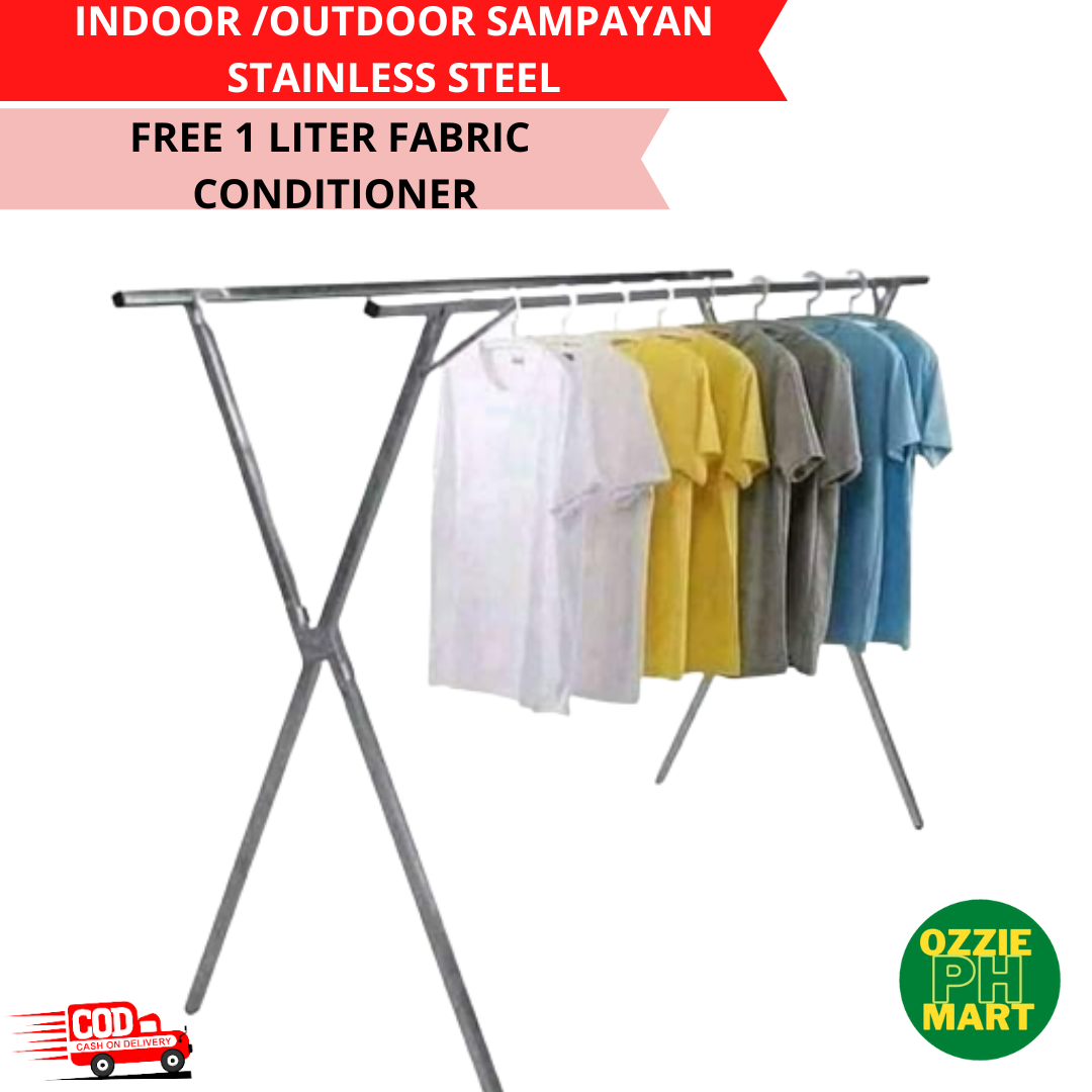 Stainless Steel Clothes Hangers With 10 Clips Wet Dry Dual Use Windproof Drying Rack