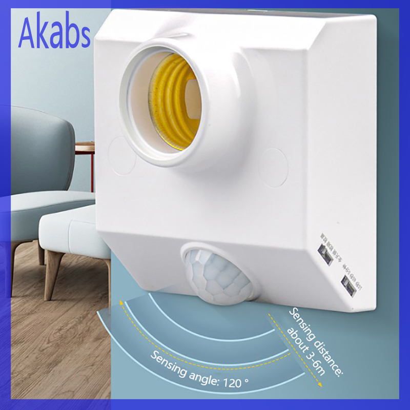 Akabs Automatic Human Body Infrared IR Sensor LED Bulb Light E27 Base Lamp Holder