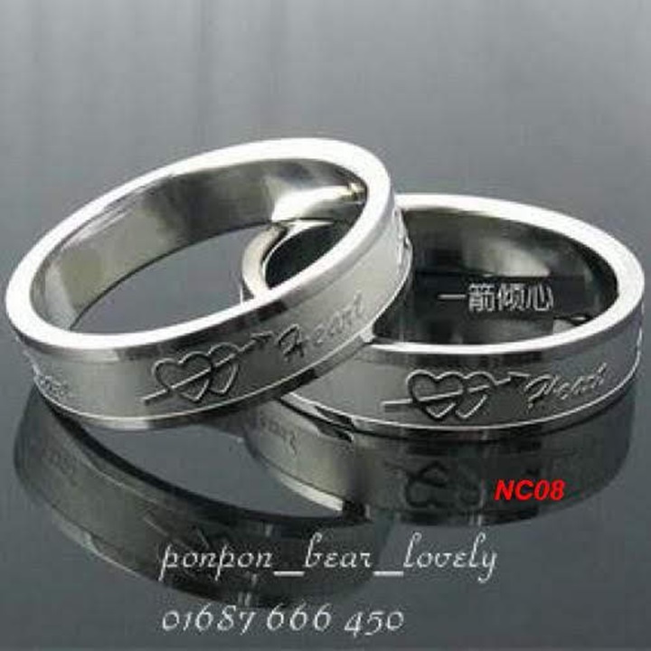 Nhẫn cặp inox trái tim cao cấp NC08