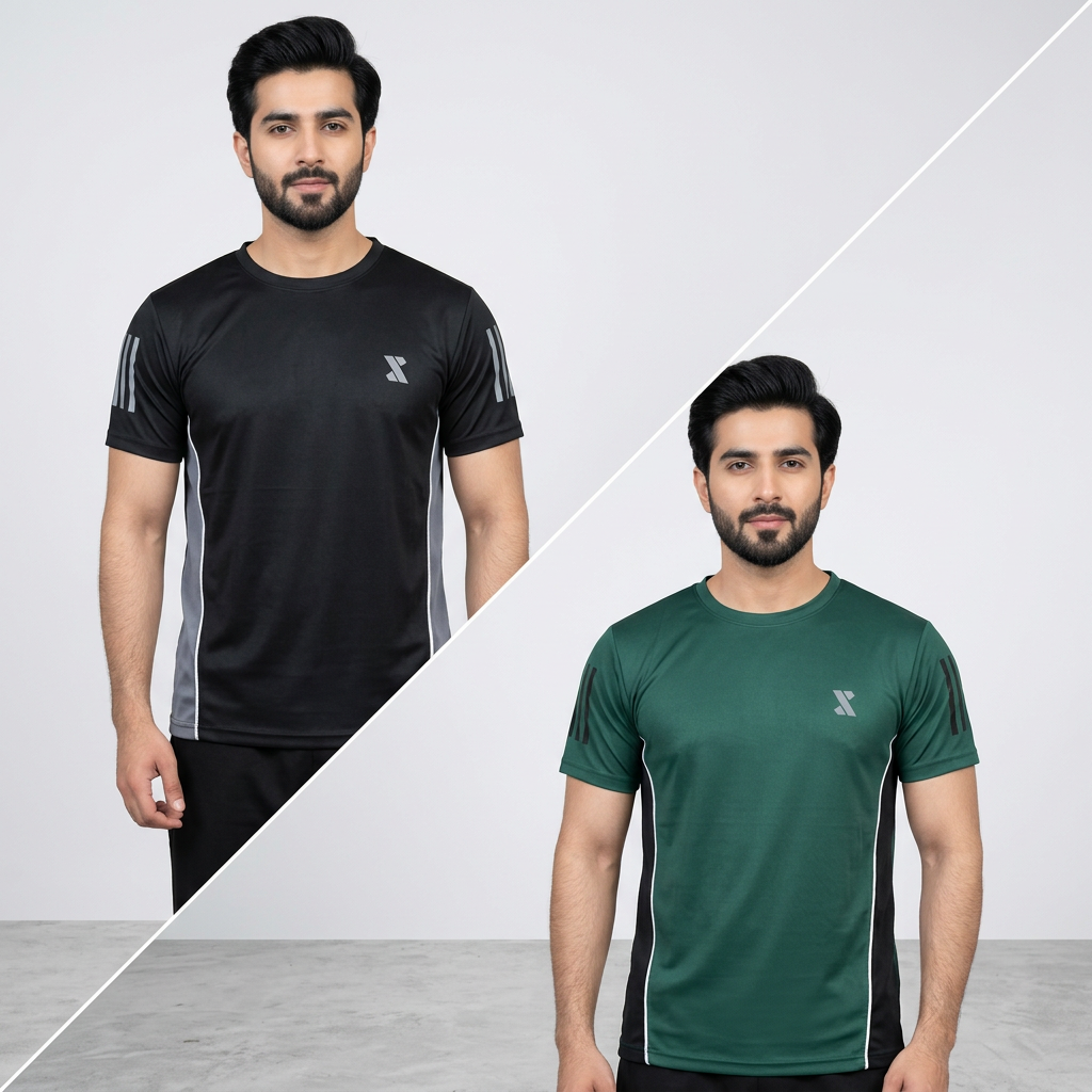 SMUG Premium Contrast T-shirt COMBO - Fabric soft and comfortable - Deep Green, Black
