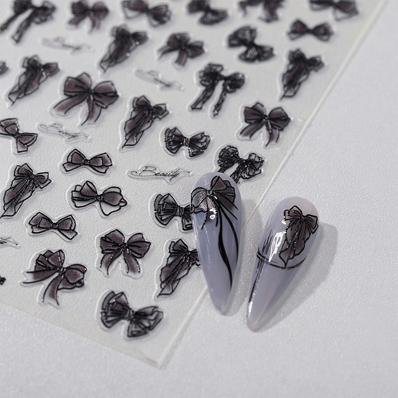 Bowtie Nail Stickers Bow Long Ribbon Tie Self Adhesive Nail Art ...