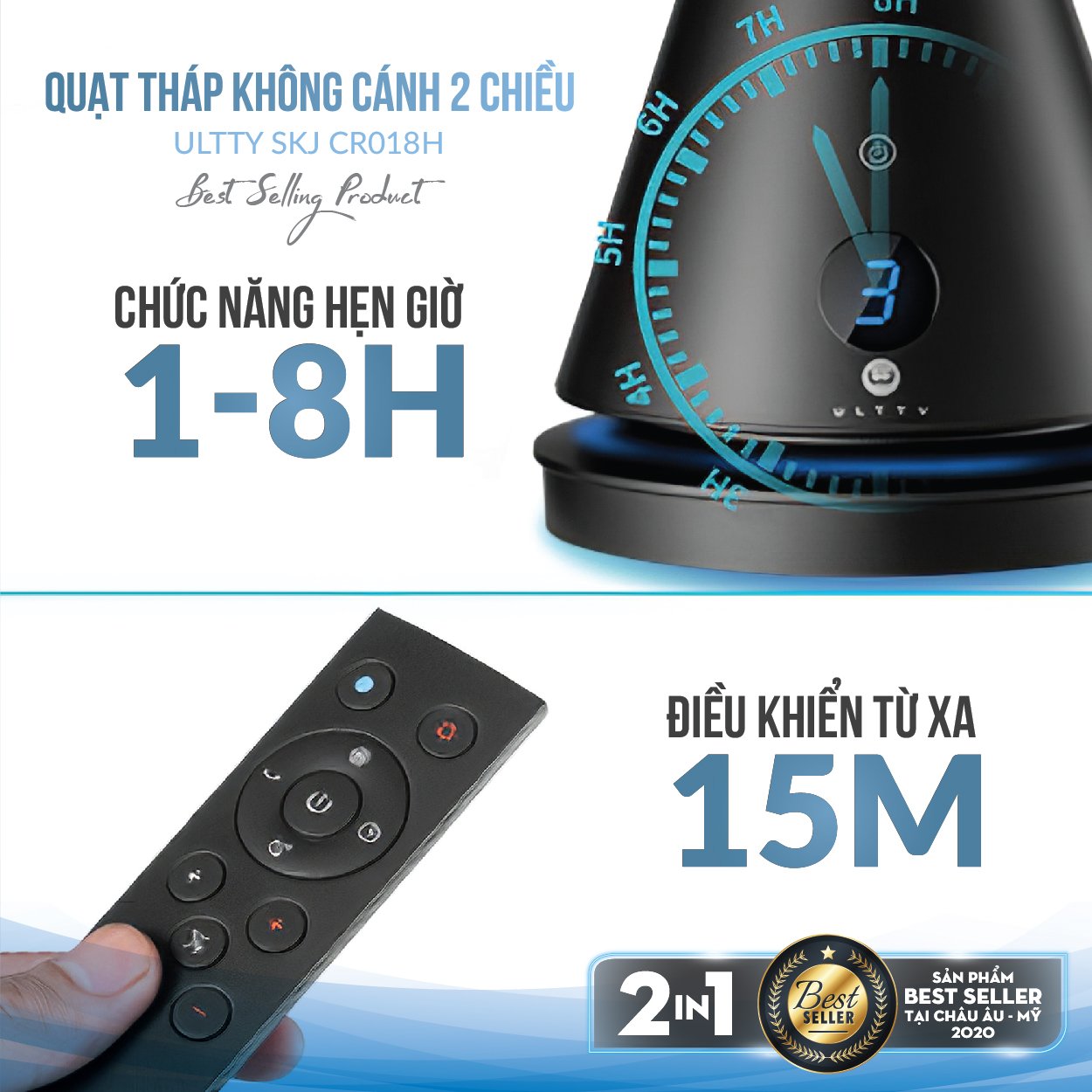 Điều khiển từ xa quạt tháp 2 chiều ULTTY CR018H