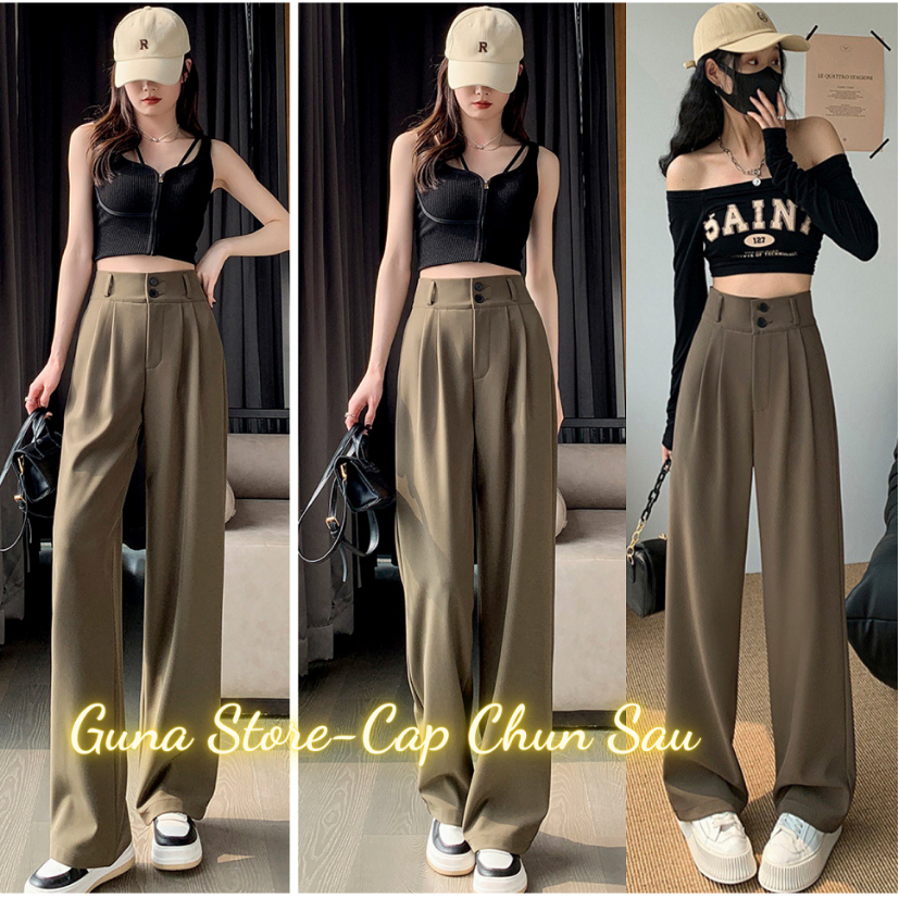 Quần tây ống rộng big size nữ lưng cao quần ống rộng big size đỉa lửng cổ điển sang trọng.