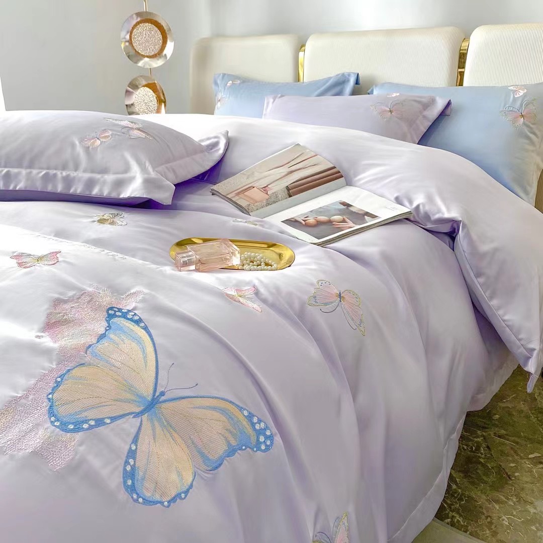 (💥SALE SẬP SÀN) SET 4 MÓN VỎ CHĂN GA GỐI PHI LỤA THÊU NHẬP KHẨU LOẠI 1