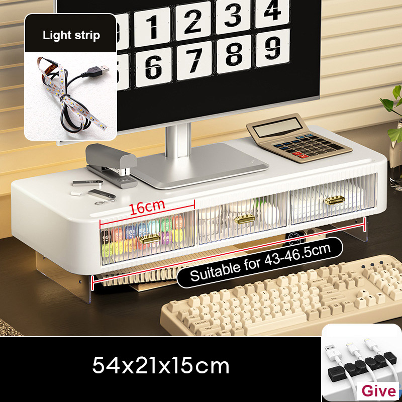Desktop Computer Monitor, Elevated Office, Desktop Neck Protector, Screen Base, Bracket, Organizer, Storage Box, Lights