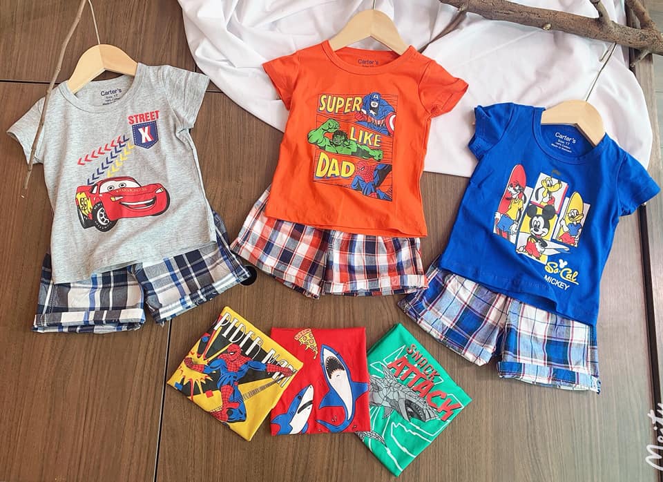 Bộ carter quần caro Bé trai
