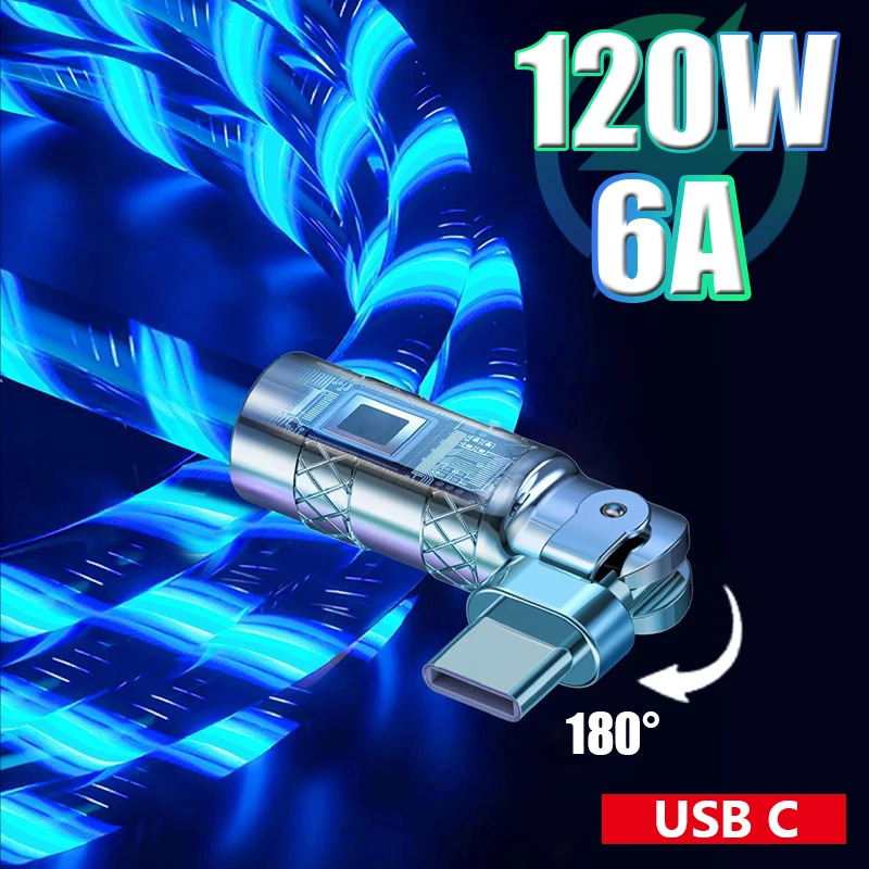 Streaming 180 Degree Machinist Elbow Streaming Data Cable for Android Huawei Apple Mobile Phone USB Charging Cable