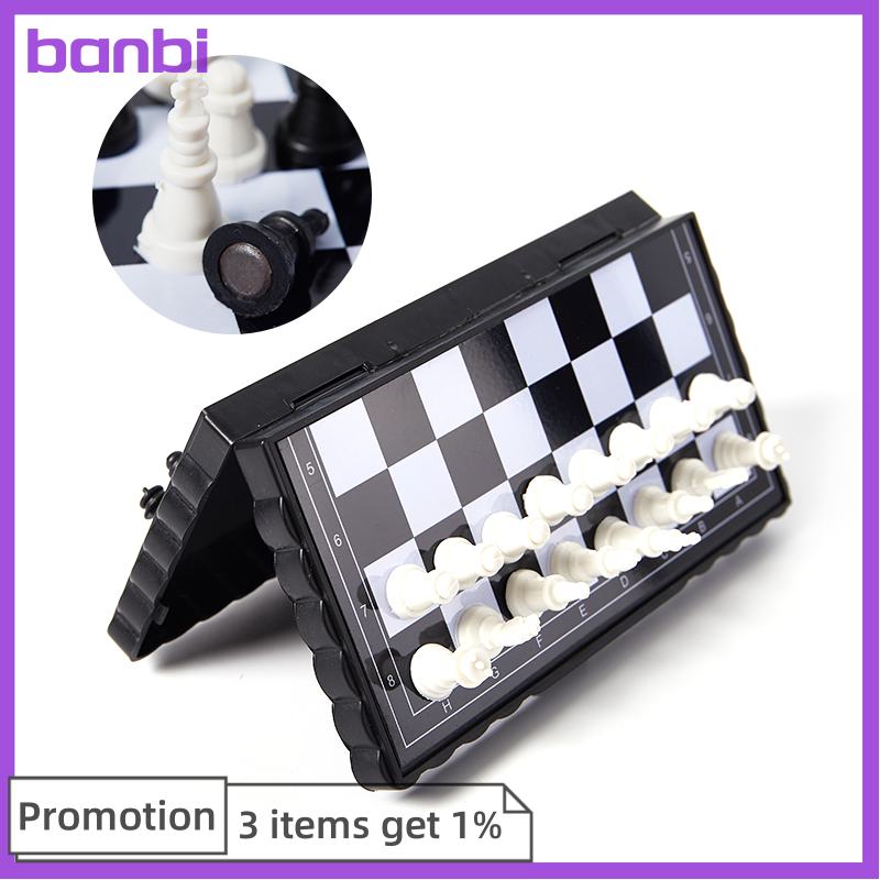 Banbi 32pcs Mini Chess Set Folding Plastic Chessboard Home Outdoor Portable Kid Toy