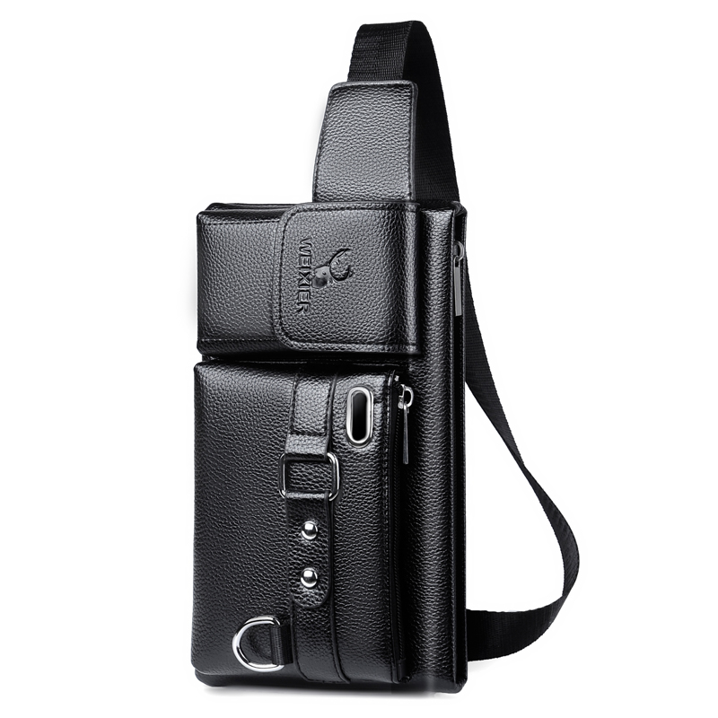 WEIXIER Brand Unisex Single-Shoulder Multi-Function Large-Capacity Waist Bag Men's Chest Bag Casual Messenger Bag Wallet