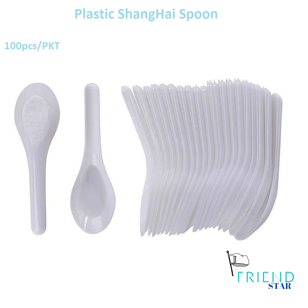 [100pcs] @Shanghai Spoon@ / Disposable Plastic Spoon / Plastic Chinese ...