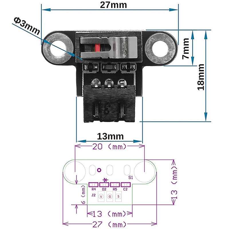 6 Pcs 3D Printer Switch Mechanical Limit Switch Module Mini Endstop Switches with 1M 3Pin Cable for 3D Printers Parts