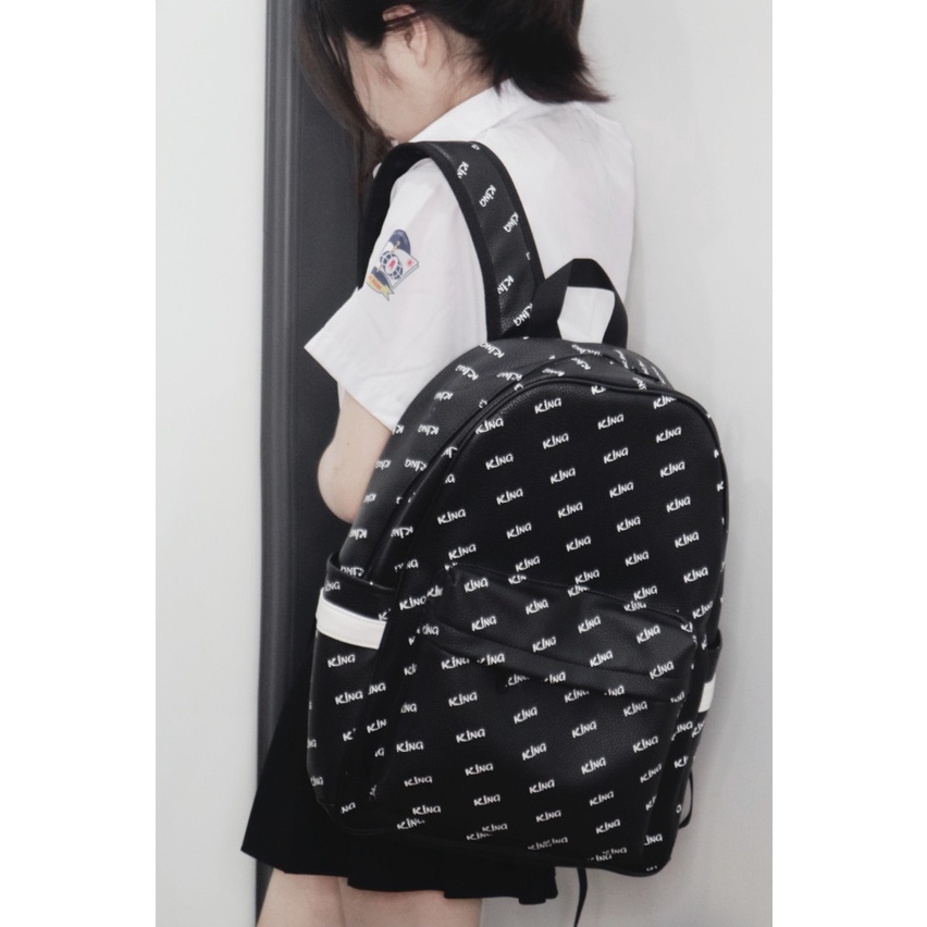 [VOUCHER 8%]Balo Da Backpack Unisex Chống Nước Balo Backpack King 2-Màu Đen king