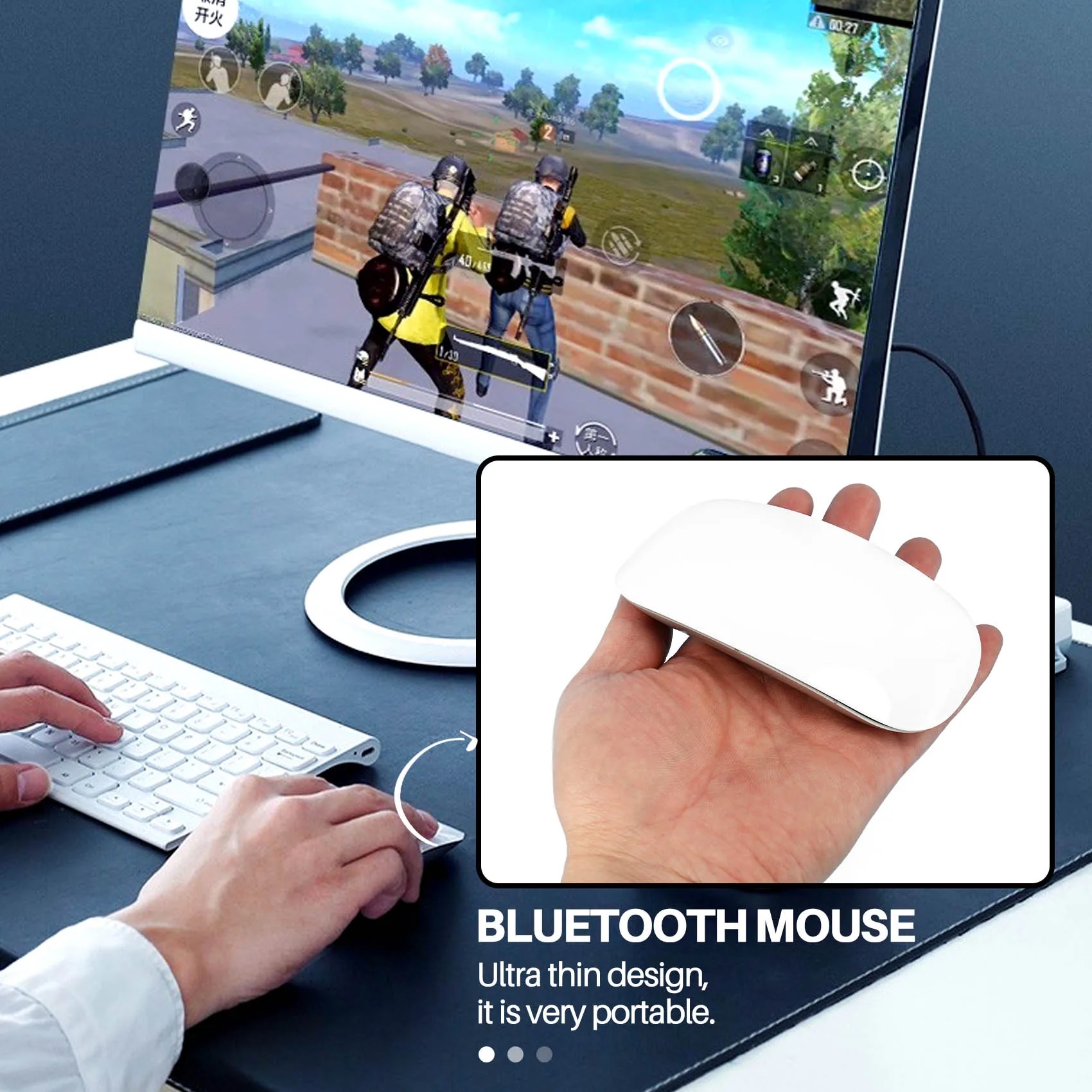 Bluetooth Wireless Magic Mouse Silent Rechargeable Computer Mouse Slim Ergonomic PC Mice For Macbook nksh-076