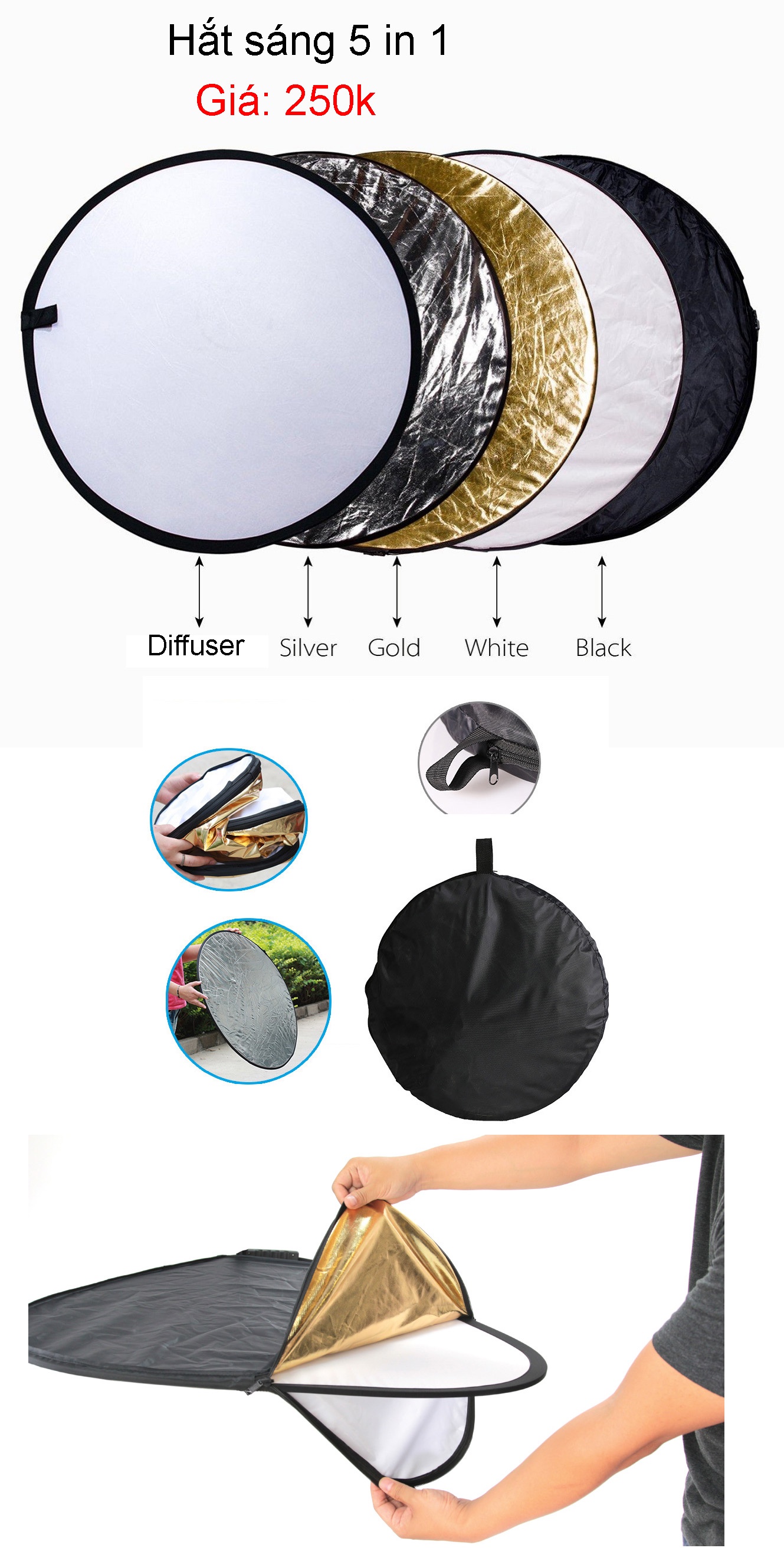 Tấm hắt sáng cho máy ảnh 5 in 1 ( 60cm)