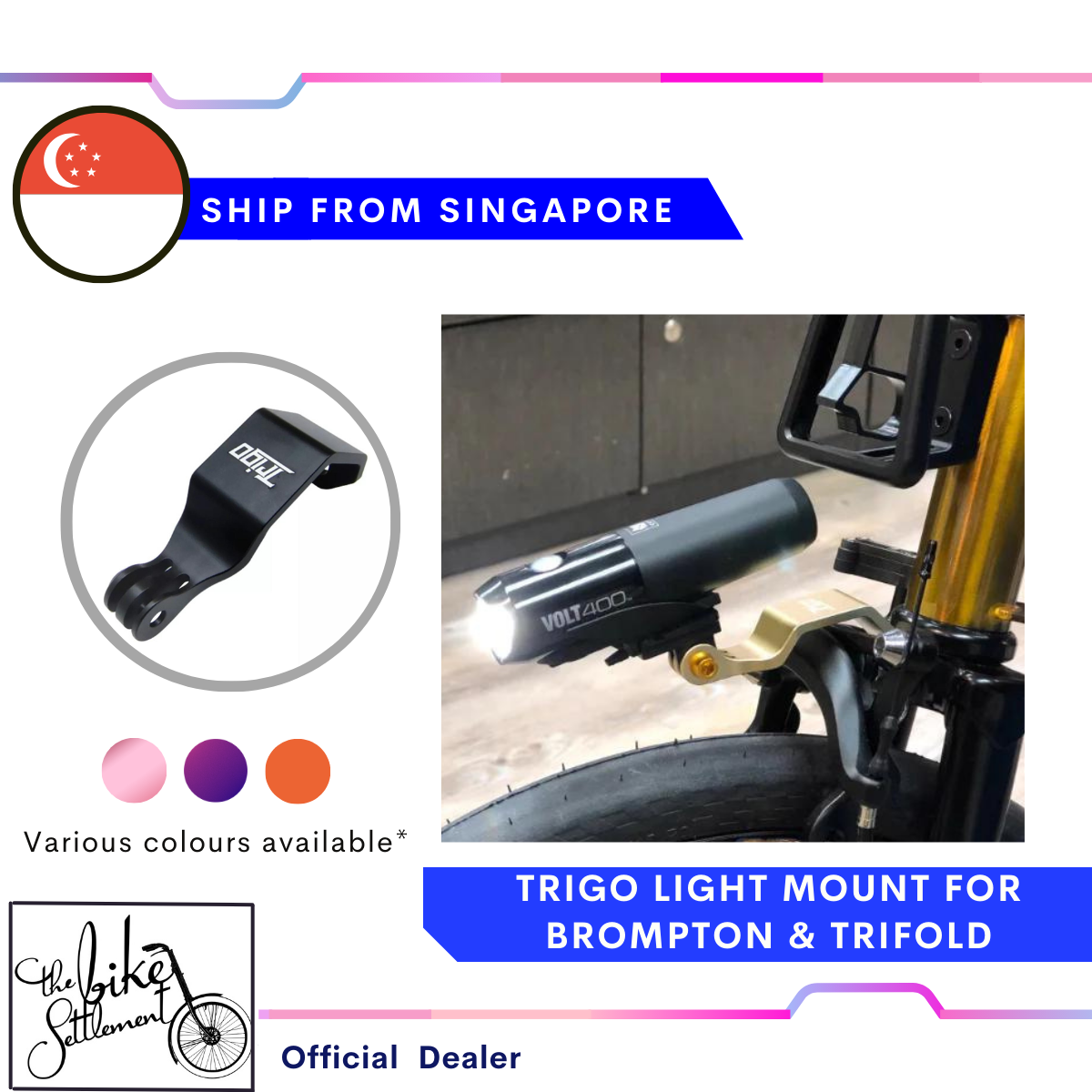 TRIGO Front Light Mount GoPro Bracket for Brompton Lazada