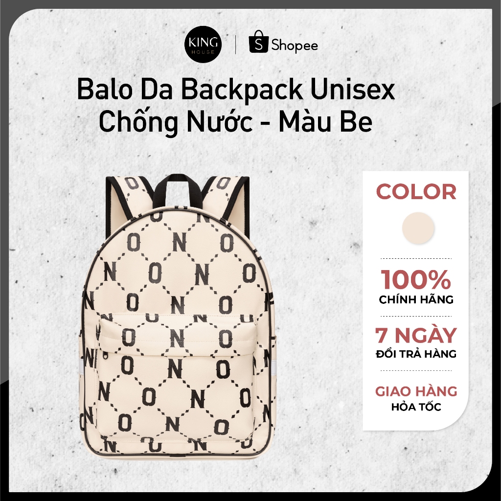 [VOUCHER 8%]Balo Da Backpack Unisex Chống Nước - Màu Be