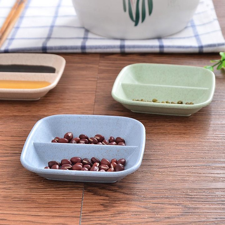 Chén đựng gia vị lúa mạch 2 ngăn