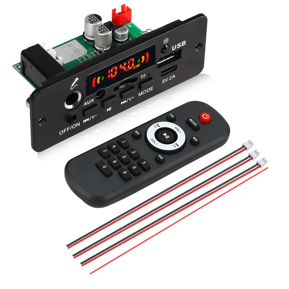 Mp3 player bluetooth 5.0 decoding board 2x40w amplifier dc 12v call recording mp3 mic function