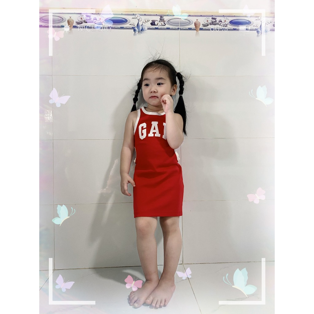 Đầm body bé gái: đầm ôm sát ƞách vải thun gân hàng xuất dư VNXK