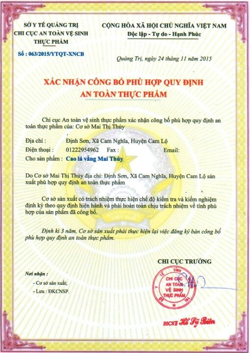 Cao chè vằng  MAI THỊ THUỶ