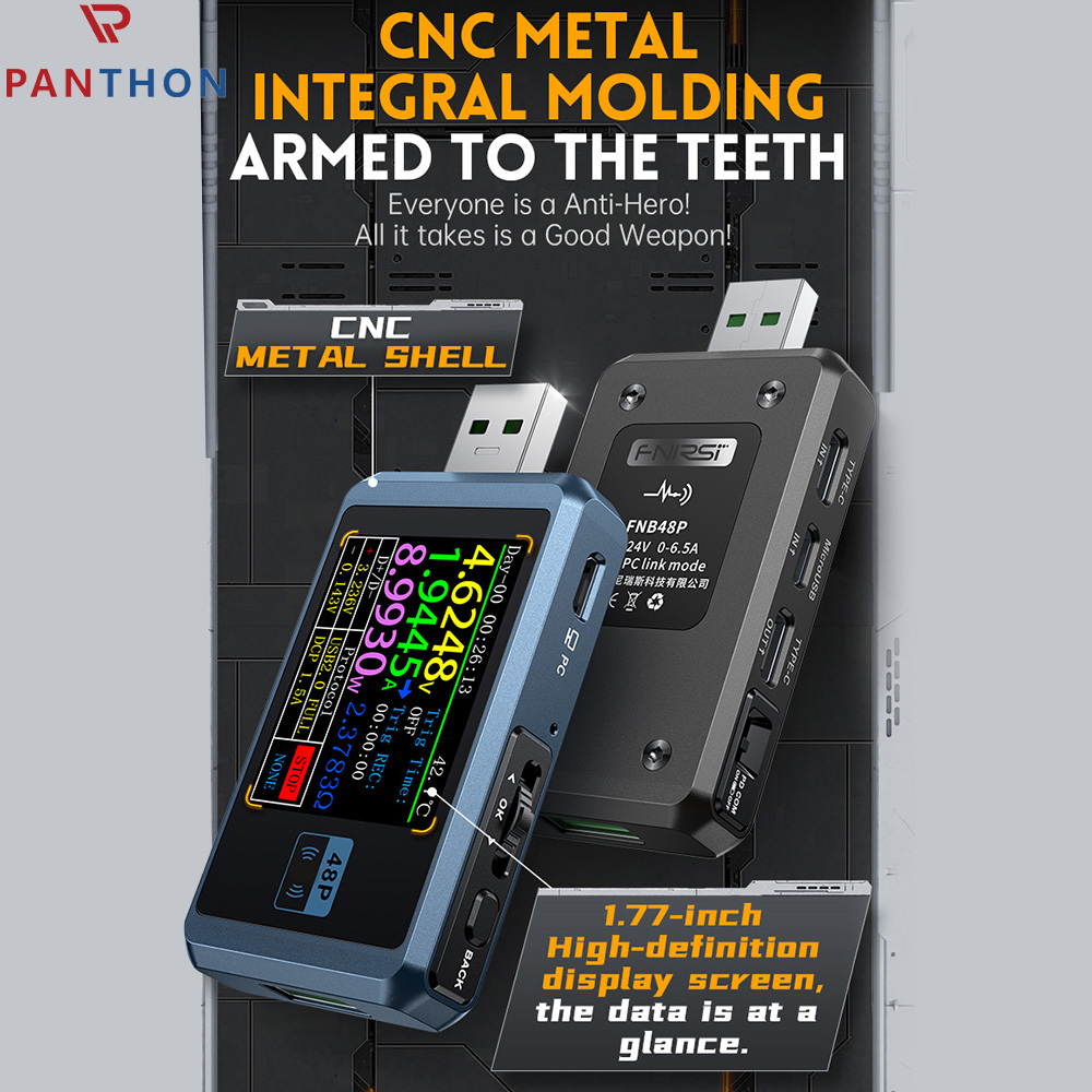 【💕Ready Stock🎉】PANTHON FNIRSI-FNB48P USB Mobile DC Charger Tester USB Voltage Meter and Current Tester LCD Display Power Tester Multimeter Ammeter Voltmeter