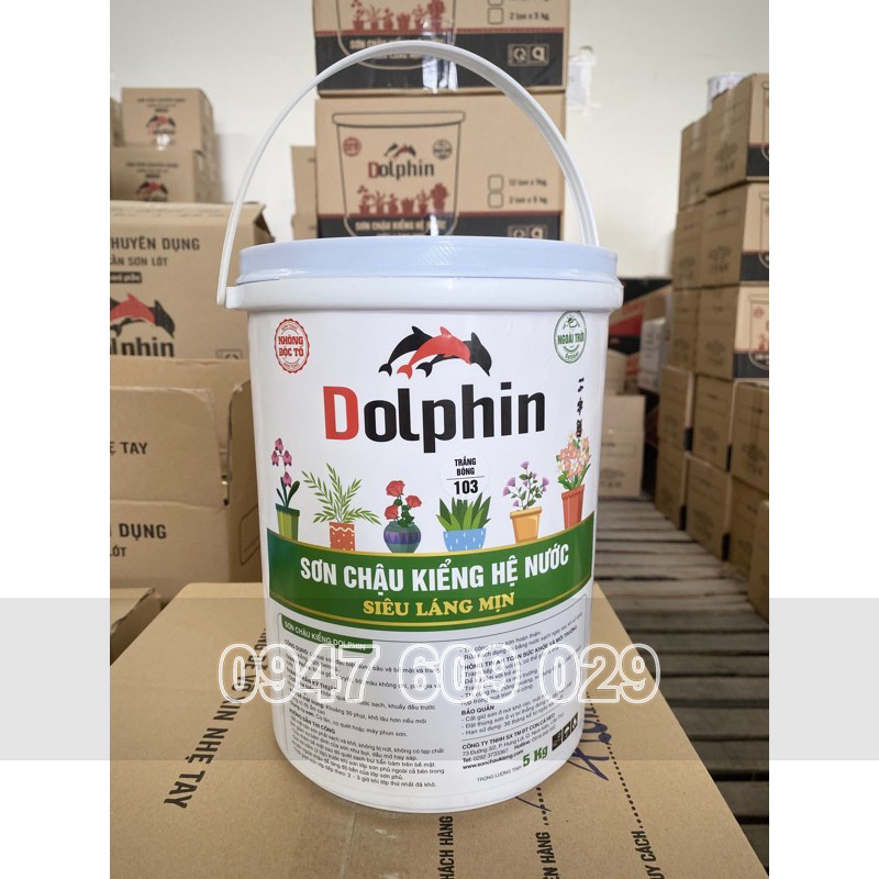 (TẶNG CỌ) Sơn Chậu Kiểng Nước Dolphin Loại 5KG (Nhanh Khô, Bền Màu)