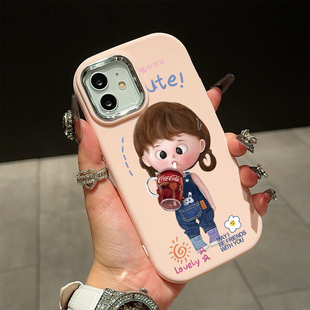 AMORVOR%20Case%20for%20Vivo%20Y02%20Y02A%20Y02T%20Cute%20The%20Little%20Girl%20Drinks%20Cola%20Back%20Cover%20Pattern%20Luxury%20Plating%20Metal%20Lens%20Soft%20Liquid%20Silicone%20Case%20-%20Image%207