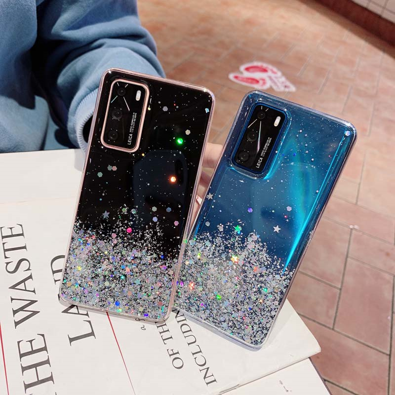 For Tecno Spark Go 2024 2023 2022 Phone case Glitter Bling Sequins Starry Sky Transparent Soft Full Stars Moon for Tecno Spark Go 2023 2022 2024 Back Cover. 