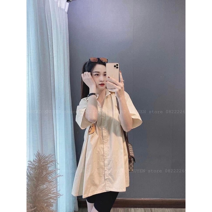 Áo sơ mi Bigsize thêu ngực gấu con (60-90kg) HT20