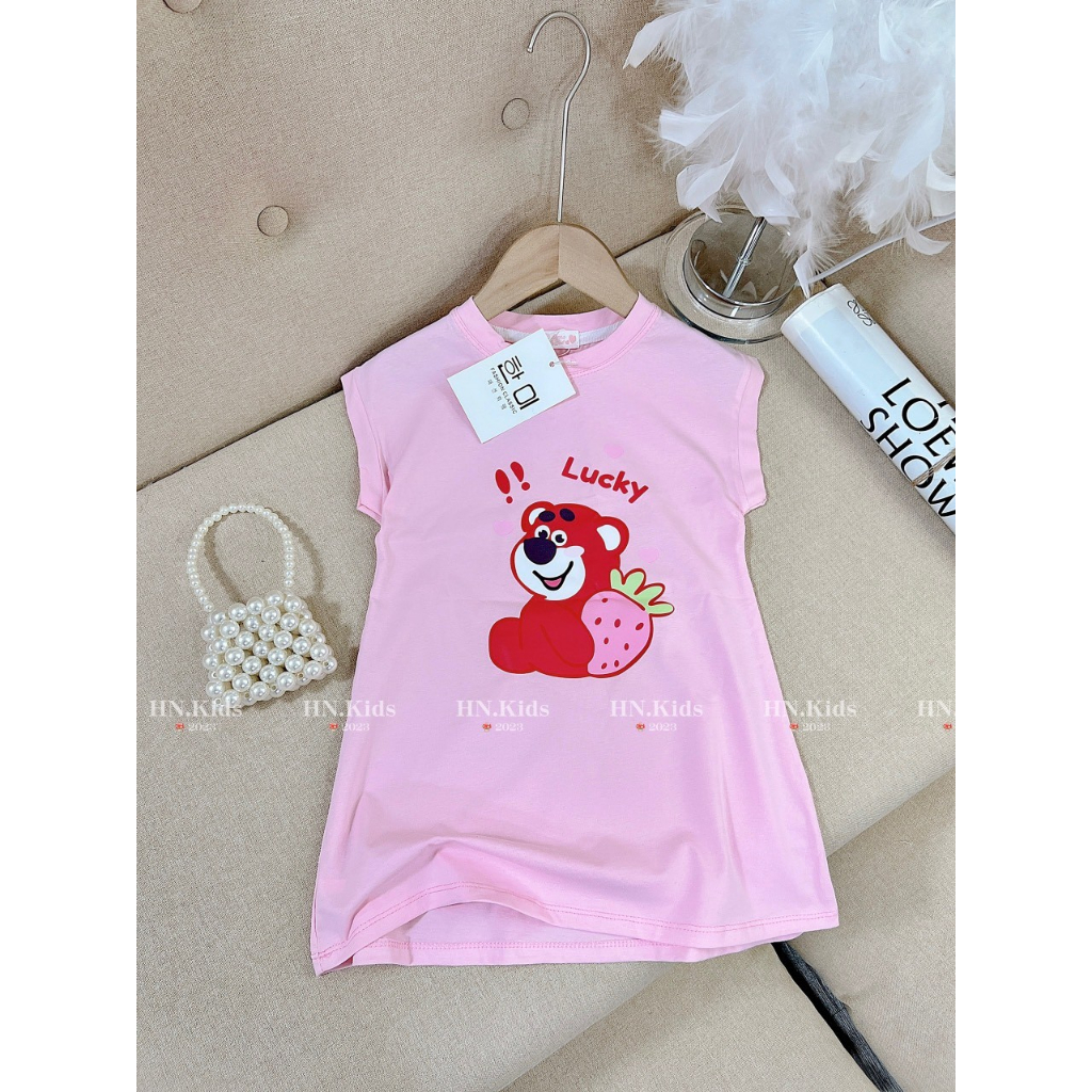 Váy cotton gấu dâu lotso cho bé gái