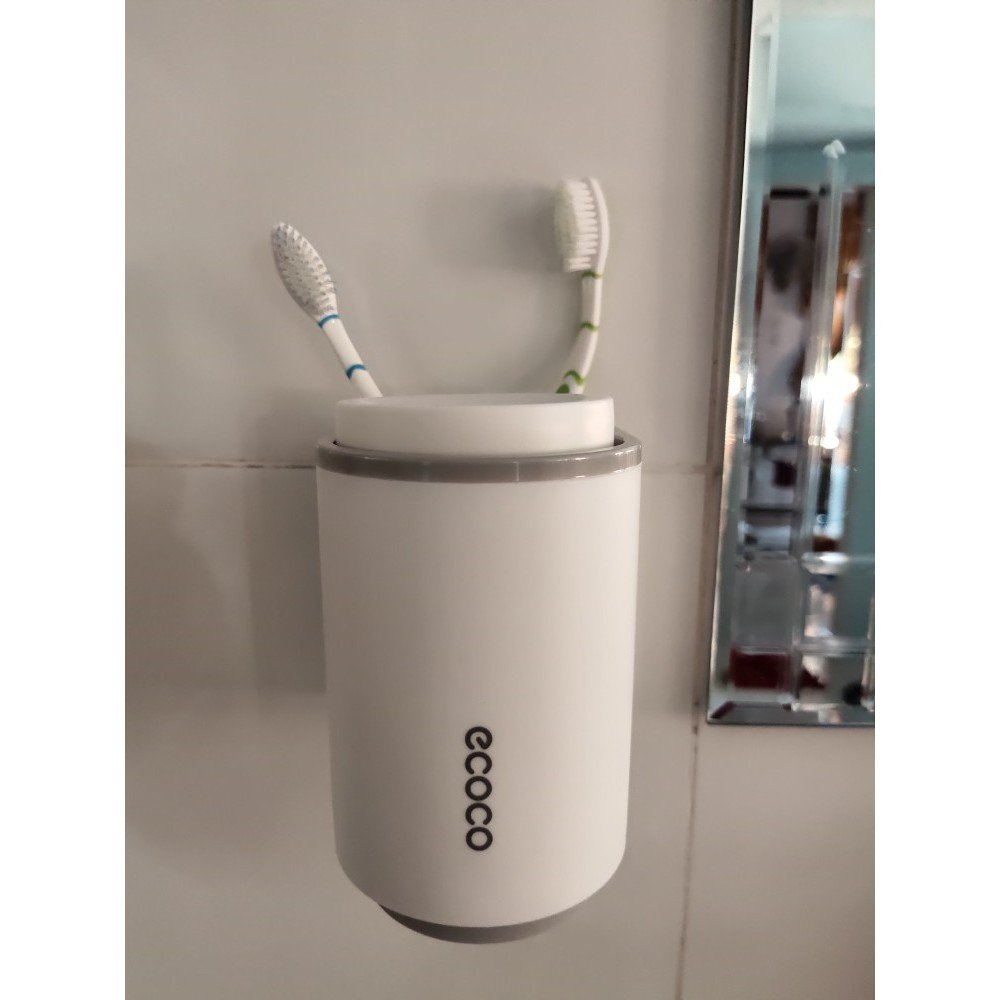 Giá đựng bàn chải kèm 2 cốc đánh răng Ecoco dán tường