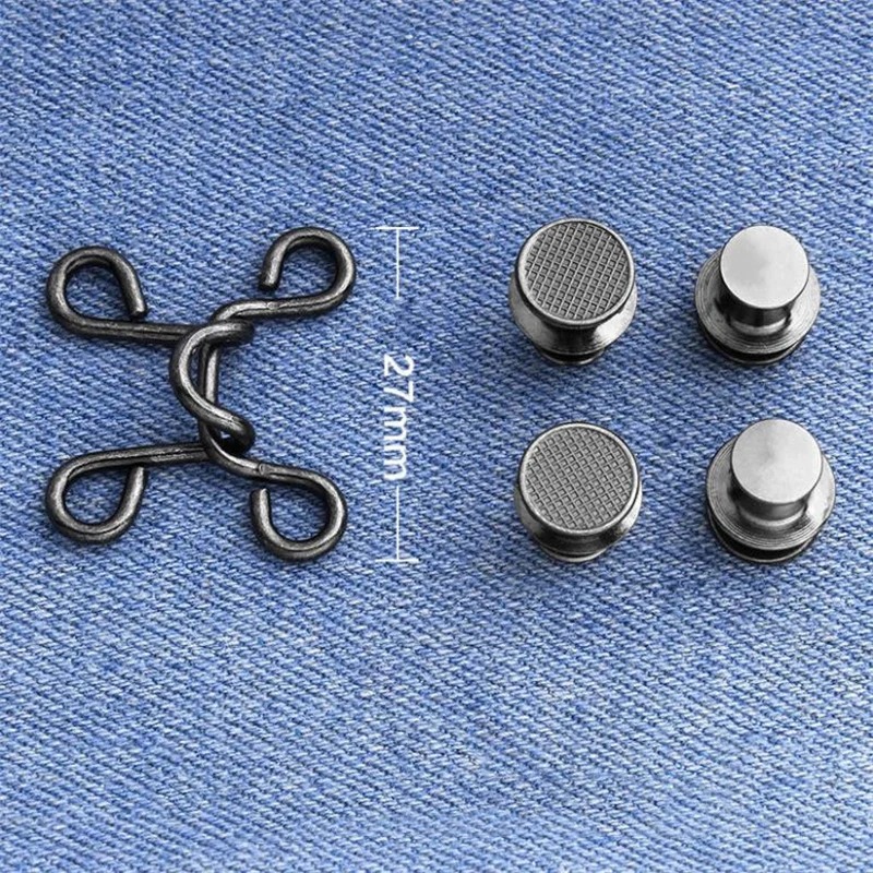 5Pcs/Set Jeans Waist Button Snap Adjustable Detachable Metal Belt Buckle DIY Pant Waistband Shorten Sewing Tools