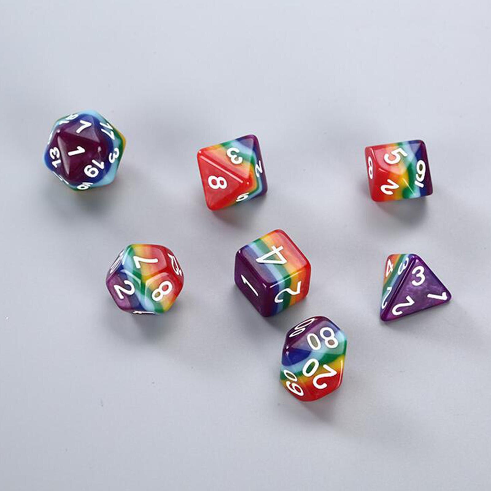 7pcs Mini Polyhedral Dice Set D4 D6 D8 D10 D10 D12 D20 Dices Glitter Game Accessories for Dnd Board Games