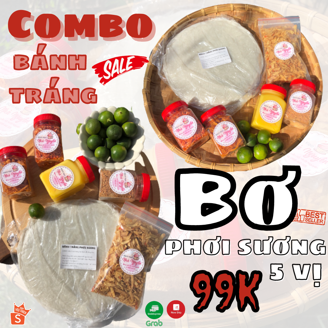 COMBO BÁNH TRÁNG BƠ PHƠI SƯƠNG 5 VỊ