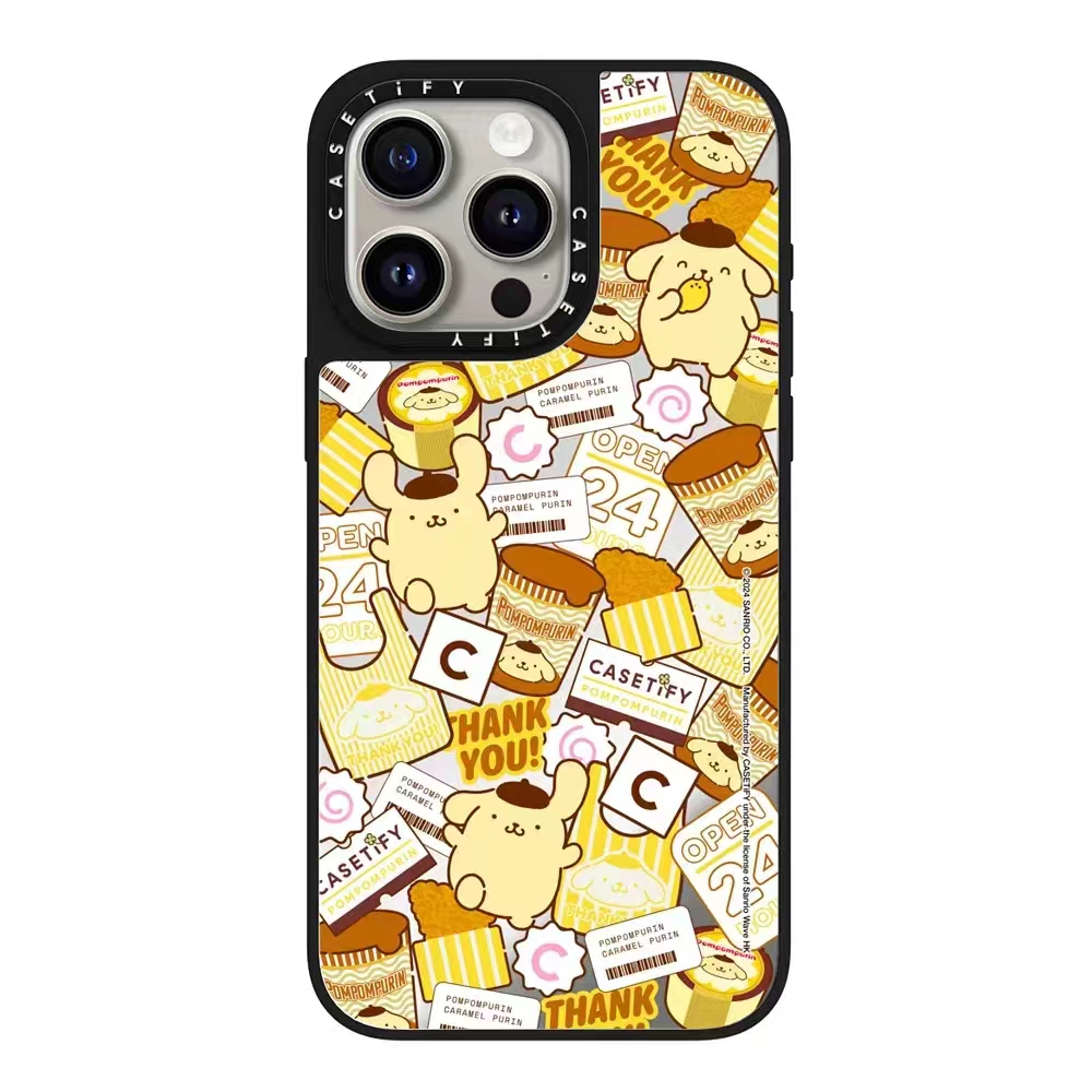 Casetify sanrio pompompurin hard case for iphone 15 14 plus 11 12 13 pro 15pro max impact clear acrylic cover