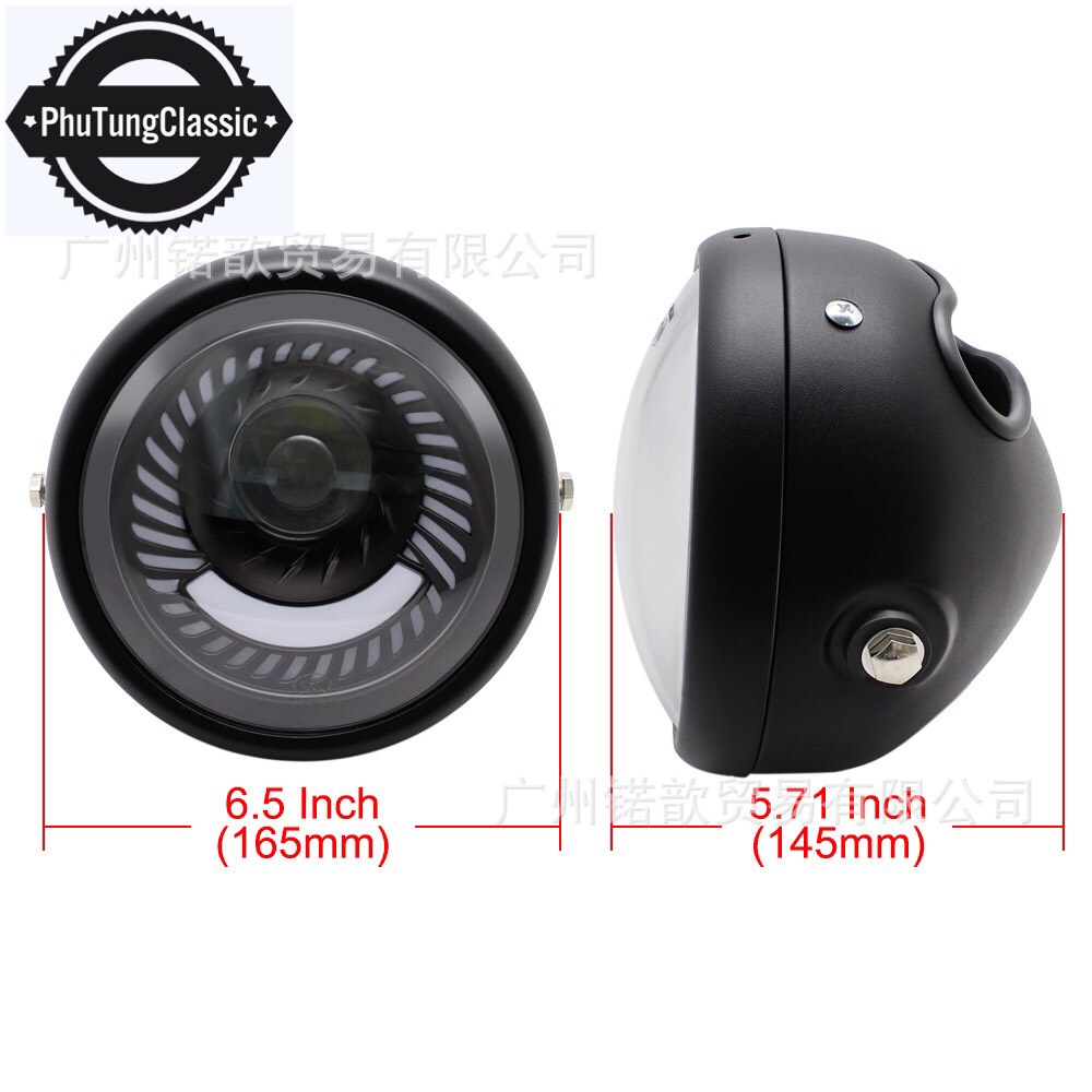 Combo đèn pha led xoáy Retro kèm theo tai bắt pha độ mọi loại xe classic, tracker...