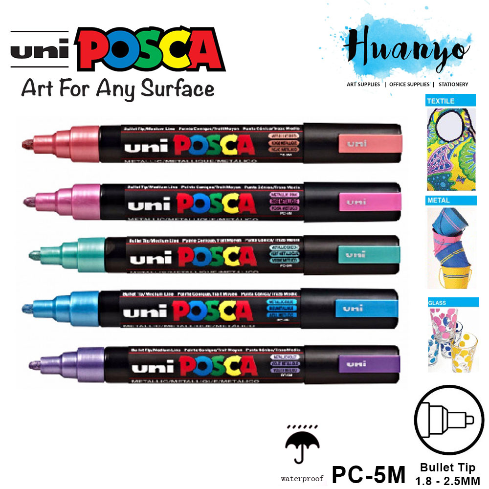 Uni Posca Paint Marker 1.8-2.5mm Bullet Tip Pen (PC-5M) - Set of