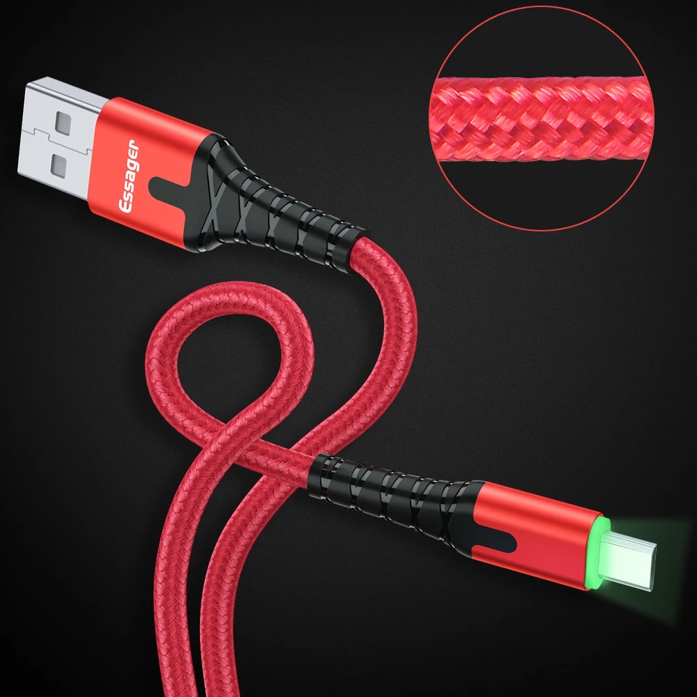 Essager Cáp Micro USB 2.4A sạc nhanh 3M MicroUSB cáp cho Huawei Xiaomi Dây dẫn điện thoại Android sạc cáp dữ liệu di động