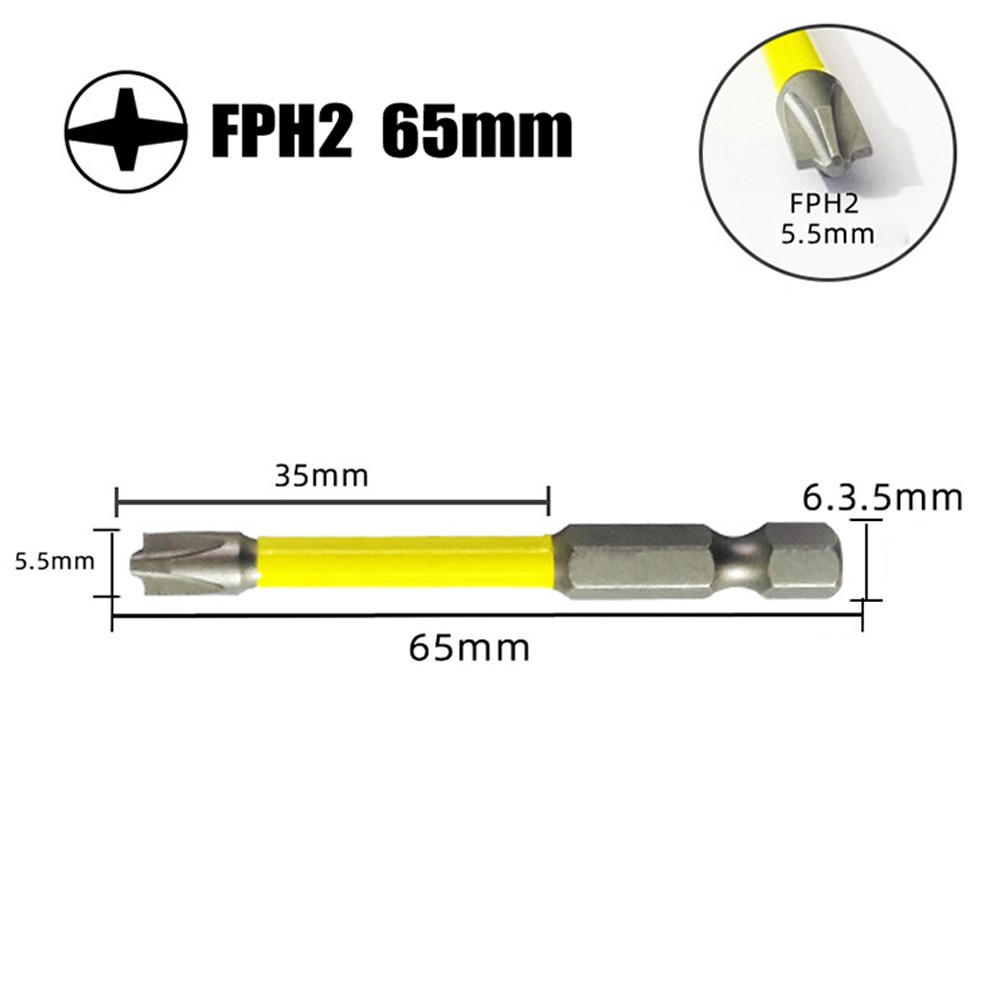 TOOLSOUT Efficient Cross Screwdriver Bit for Electricians FPH2 Yellow Silver Colors
