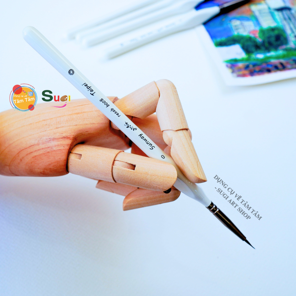 Cọ vẽ nét Lông Sóc thân trắng Sunway  B008