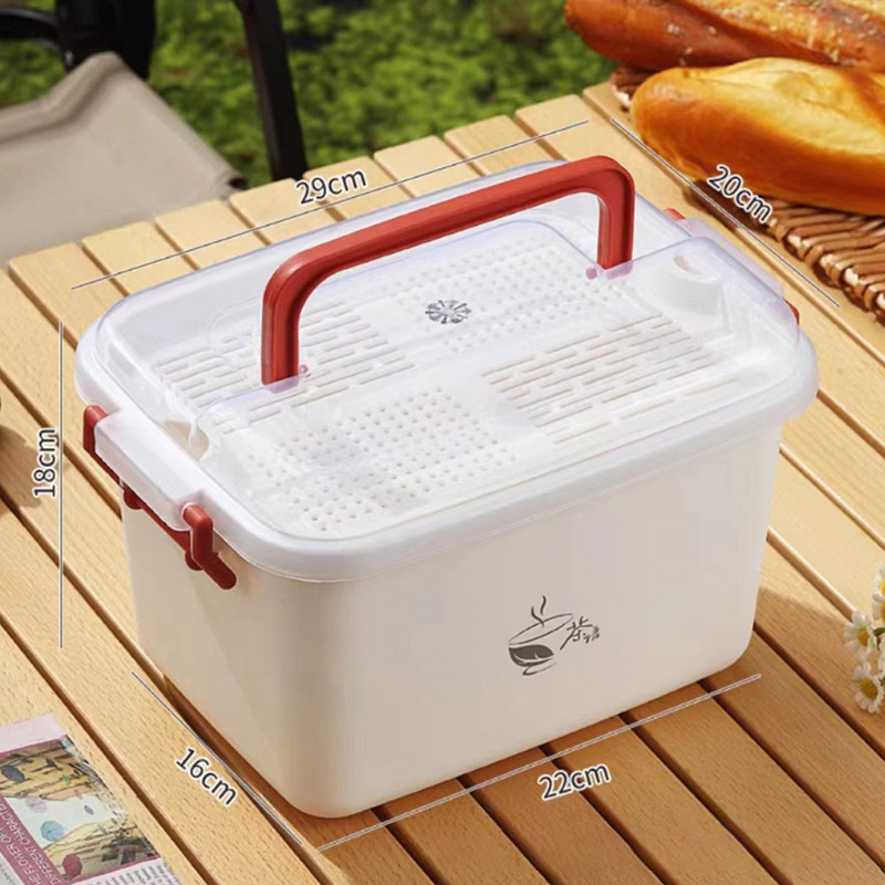 Tea Set Tea Storage Box Drainage Dustproof Storage Box Portable Outdoor Multi-Function Storage Box