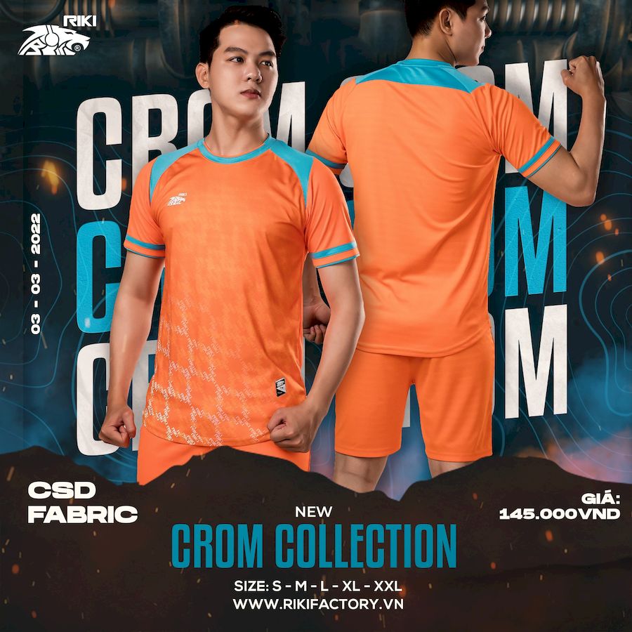Bộ Quần Áo Bóng Đá Không Logo Riki Crom Vải Mè Kim Cao Cấp