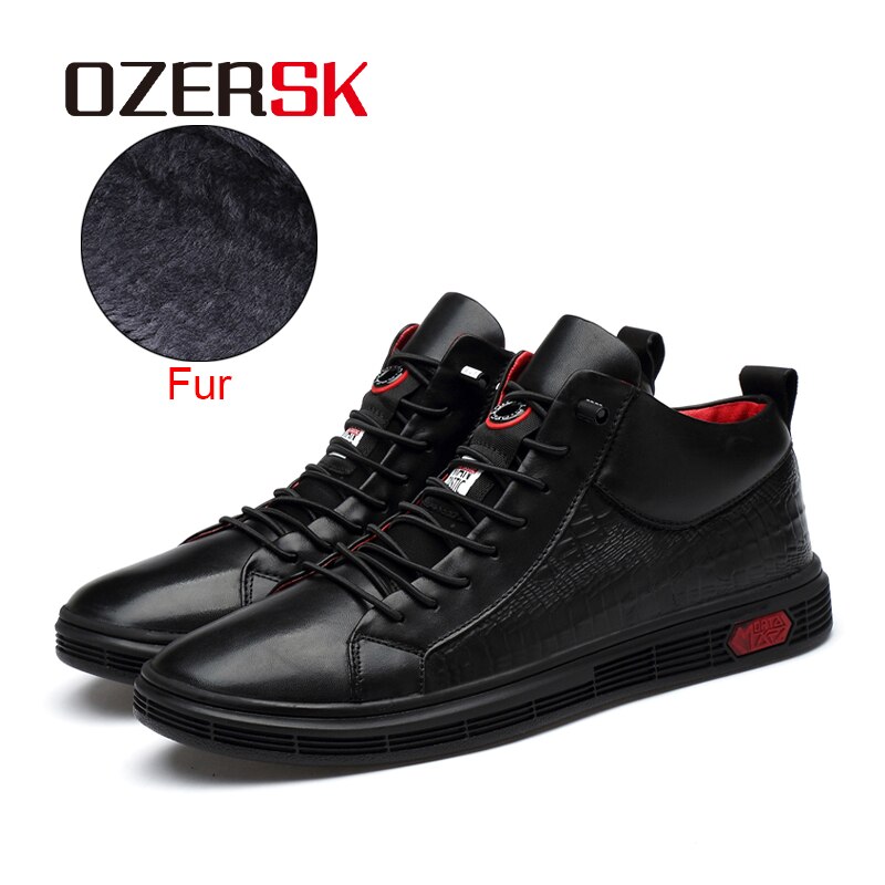 Man's Genuine Leather Boots Winter Snow Shoes Wool Inner Anti Slip Youth Ankle Boots 35~47 Waterproof Man Snow Boots