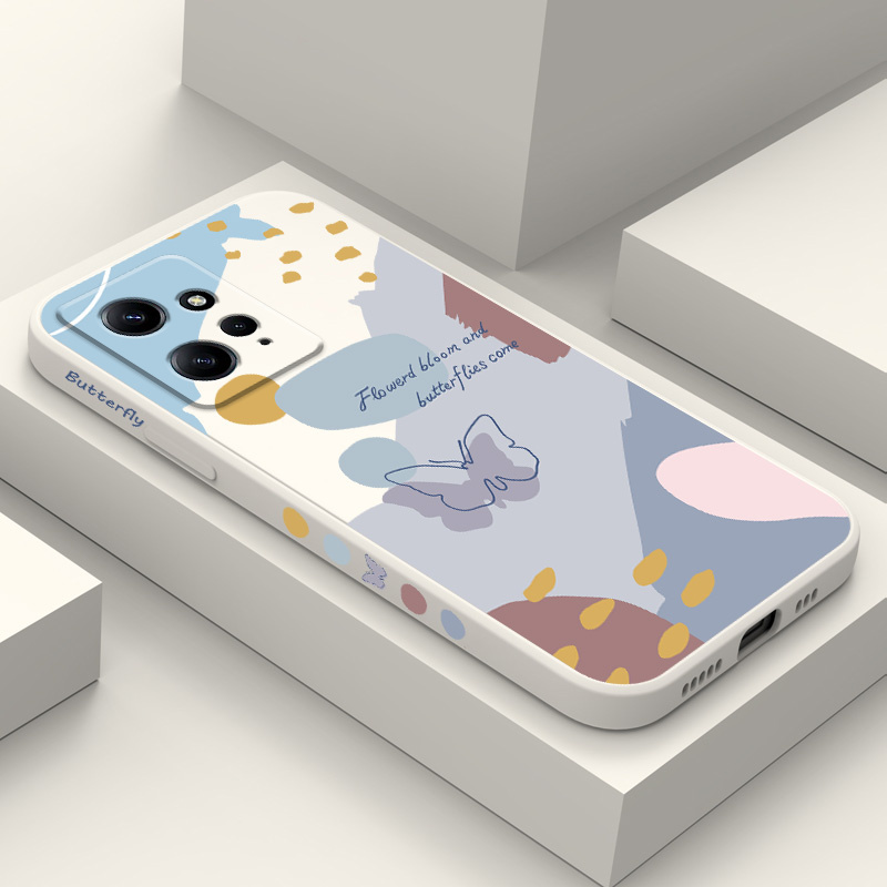 Carry meed Fashion  Morandi Butterfly Phone Case For Xiaomi Redmi Note 13 12 12S 11 11S 10 10T 10S 9 9S 8 Pro Plus 4G 5G Liquid Silicone Cover. 