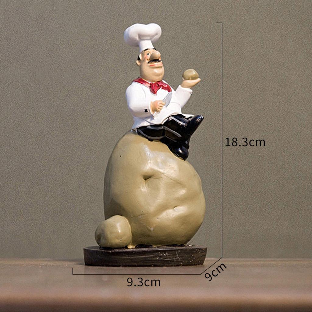 ZYLightt Creative Resin Chef Figurine Statue Model Cooking Kitchen Cafe Table Decor